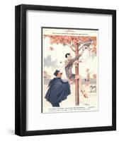 Le Sourire, Glamour Erotica Police Climbing Trees Magazine, France, 1920-null-Framed Giclee Print