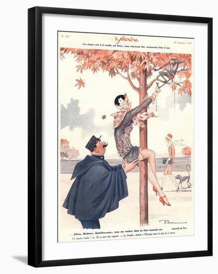 Le Sourire, Glamour Erotica Police Climbing Trees Magazine, France, 1920-null-Framed Giclee Print