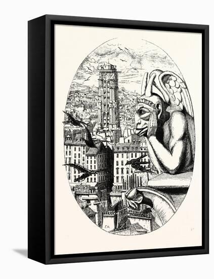 Le Stryge, the Grotesque at the Paris Notre Dame Cathedral, France-null-Framed Stretched Canvas