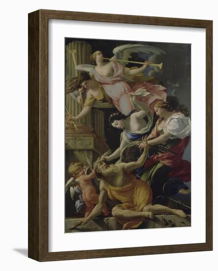 Le Temps vaincu par l'Amour, l'Espérance et la renommée-Simon Vouet-Framed Giclee Print