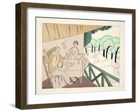 Le Tennis, from Sports & Divertissements, Pub. 1914 (Pochoir Print)-Charles Martin-Framed Giclee Print