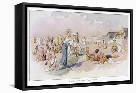 Le Touquet: Holidaymakers on the Beach-null-Framed Stretched Canvas