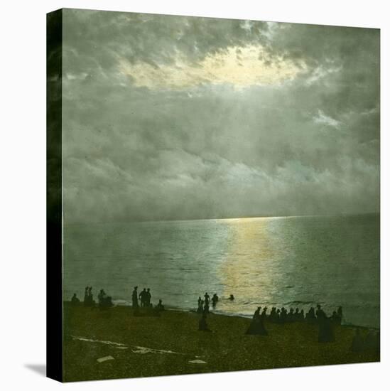 Le Treport (Seine-Maritime, France), Setting Sun, Circa 1890-1895-Leon, Levy et Fils-Stretched Canvas