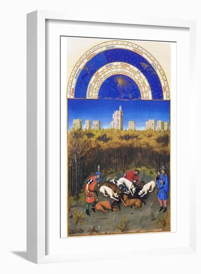 Le Tres Riches Heures Du Duc De Berry - December-Paul Herman & Jean Limbourg-Framed Art Print