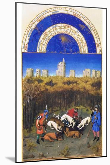 Le Tres Riches Heures Du Duc De Berry - December-Paul Herman & Jean Limbourg-Mounted Art Print