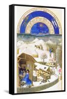 Le Tres Riches Heures Du Duc De Berry - February-Paul Herman & Jean Limbourg-Framed Stretched Canvas