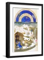 Le Tres Riches Heures Du Duc De Berry - February-Paul Herman & Jean Limbourg-Framed Art Print