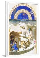 Le Tres Riches Heures Du Duc De Berry - February-Paul Herman & Jean Limbourg-Framed Art Print