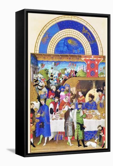 Le Tres Riches Heures Du Duc De Berry - January-Paul Herman & Jean Limbourg-Framed Stretched Canvas