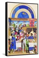 Le Tres Riches Heures Du Duc De Berry - January-Paul Herman & Jean Limbourg-Framed Stretched Canvas