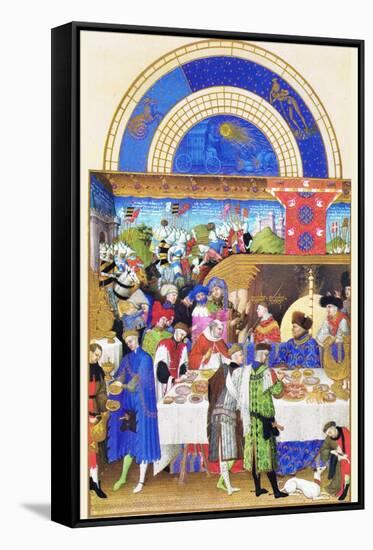 Le Tres Riches Heures Du Duc De Berry - January-Paul Herman & Jean Limbourg-Framed Stretched Canvas