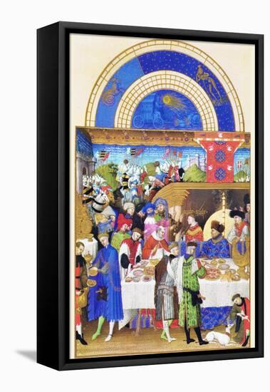 Le Tres Riches Heures Du Duc De Berry - January-Paul Herman & Jean Limbourg-Framed Stretched Canvas