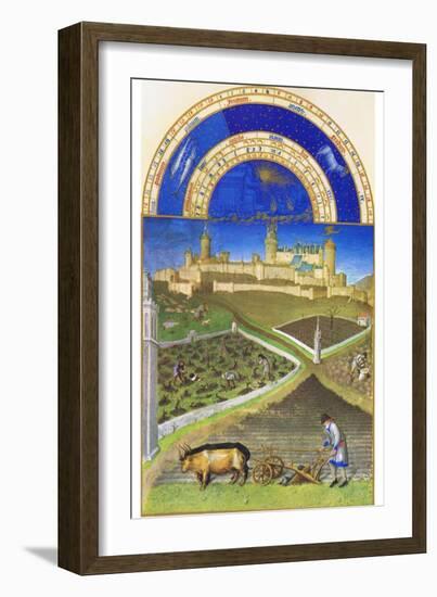 Le Tres Riches Heures Du Duc De Berry - March-Paul Herman & Jean Limbourg-Framed Art Print