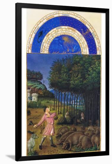 Le Tres Riches Heures Du Duc De Berry - November-Paul Herman & Jean Limbourg-Framed Art Print