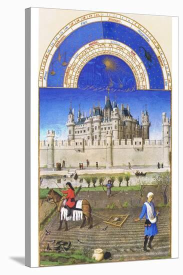 Le Tres Riches Heures Du Duc De Berry - October-Paul Herman & Jean Limbourg-Stretched Canvas