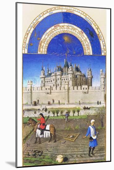 Le Tres Riches Heures Du Duc De Berry - October-Paul Herman & Jean Limbourg-Mounted Art Print