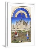 Le Tres Riches Heures Du Duc De Berry - October-Paul Herman & Jean Limbourg-Framed Art Print