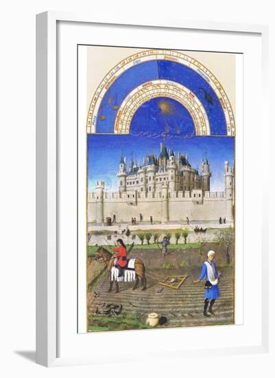 Le Tres Riches Heures Du Duc De Berry - October-Paul Herman & Jean Limbourg-Framed Art Print