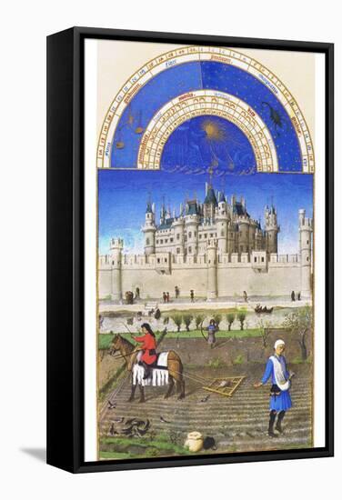 Le Tres Riches Heures Du Duc De Berry - October-Paul Herman & Jean Limbourg-Framed Stretched Canvas