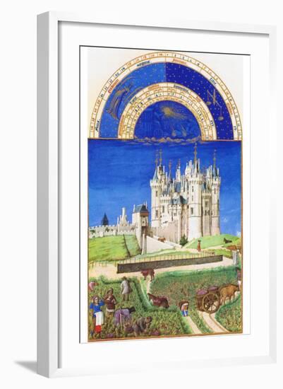 Le Tres Riches Heures Du Duc De Berry - September-Paul Herman & Jean Limbourg-Framed Art Print