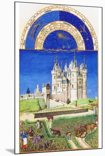 Le Tres Riches Heures Du Duc De Berry - September-Paul Herman & Jean Limbourg-Mounted Art Print