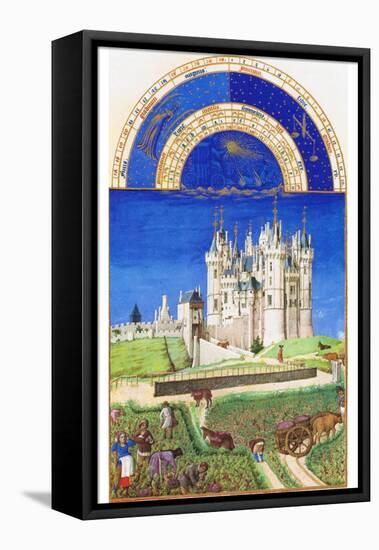 Le Tres Riches Heures Du Duc De Berry - September-Paul Herman & Jean Limbourg-Framed Stretched Canvas