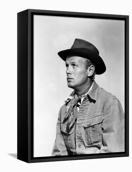 Le tresor du pendu The Law and Jake Wade by JohnSturges with Richard Widmark, 1958 (b/w photo)-null-Framed Stretched Canvas