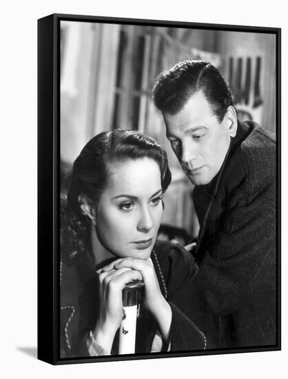 Le Troisieme Homme THE THIRD MAN by Carol Reed with Alida Valli and Joseph Cotten, 1949 (b/w photo)-null-Framed Stretched Canvas