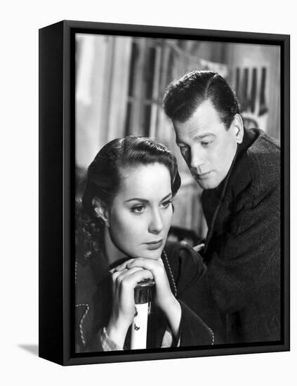 Le Troisieme Homme THE THIRD MAN by Carol Reed with Alida Valli and Joseph Cotten, 1949 (b/w photo)-null-Framed Stretched Canvas