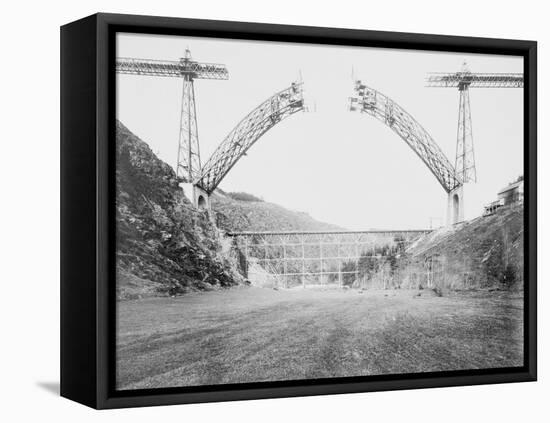 Le viaduc de Garabit en construction-Alphonse Terpereau-Framed Stretched Canvas