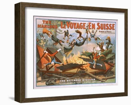 Le Voyage en Suisse - The Railroad Disaster Poster-Lantern Press-Framed Art Print