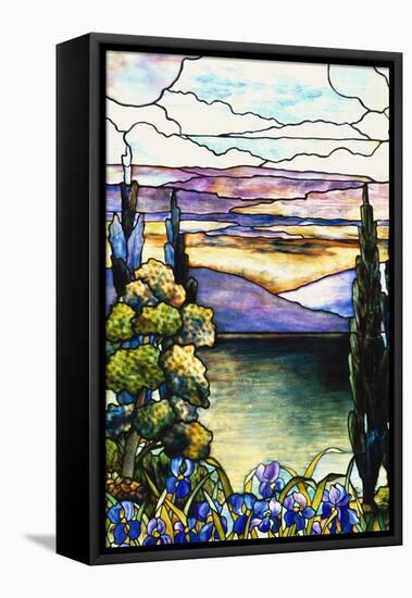 Leaded Glass Landscape Window, circa 1915-Lederle & Geisler-Framed Stretched Canvas
