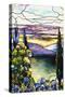 Leaded Glass Landscape Window, circa 1915-Lederle & Geisler-Stretched Canvas