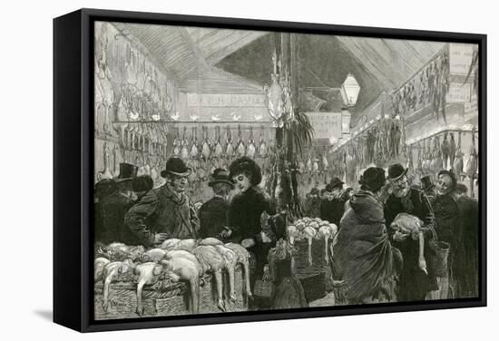 Leadenhall Market at Christmas Time-English School-Framed Stretched Canvas
