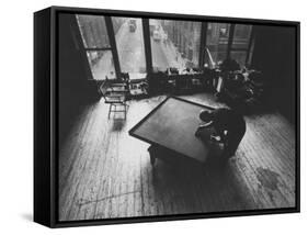 Leader of Minimal Art Movement Ad Reinhardt Working on One of His 'Black' Paintings-John Loengard-Framed Stretched Canvas