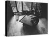 Leader of Minimal Art Movement Ad Reinhardt Working on One of His 'Black' Paintings-John Loengard-Stretched Canvas