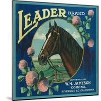 Leader Orange Label - Corona, CA-Lantern Press-Mounted Art Print