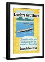 Leaders Get There, Rowing Poster-null-Framed Art Print