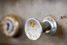 A Steampunk Style Retro Choke Knob - Shallow Depth Of Field-leaf-Photographic Print