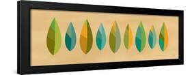 Leaf Line - Blue and Green on Natural-Dominique Vari-Framed Art Print