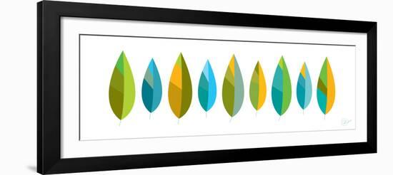 Leaf Line - Blue and Green on White-Dominique Vari-Framed Art Print