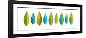 Leaf Line - Blue and Green on White-Dominique Vari-Framed Art Print