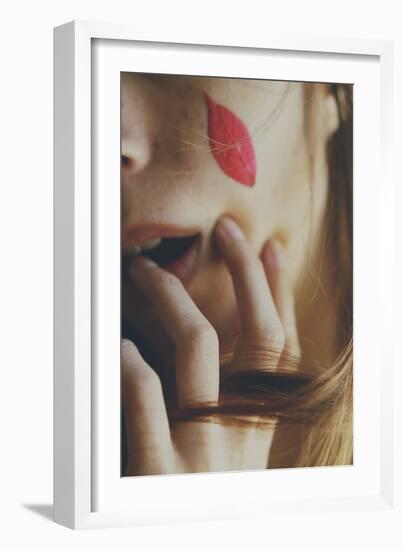 Leaf on Girls Face-Carolina Hernandez-Framed Photographic Print