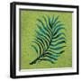 Leaf on Green Burlap-Elizabeth Medley-Framed Art Print