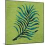 Leaf on Green Burlap-Elizabeth Medley-Mounted Art Print