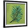 Leaf on Green Burlap-Elizabeth Medley-Framed Art Print