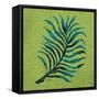 Leaf on Green Burlap-Elizabeth Medley-Framed Stretched Canvas