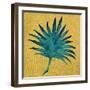 Leaf on Yellow Burlap-Elizabeth Medley-Framed Art Print