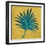 Leaf on Yellow Burlap-Elizabeth Medley-Framed Art Print