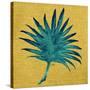 Leaf on Yellow Burlap-Elizabeth Medley-Stretched Canvas